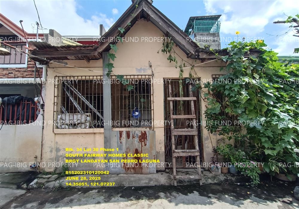 Lot 30 Blk. 34 Phase 1 SOUTH FAIRWAY HOMES CLASSIC LANDAYAN, SAN PEDRO, LAGUNA, 4023 is available on acquired assets