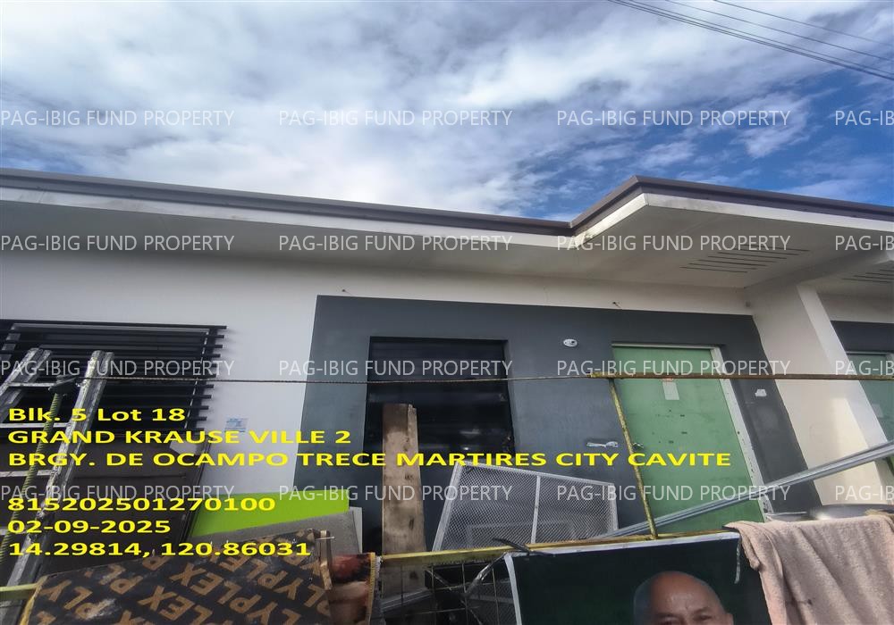 Lot 18 Blk. 5 GRAND KRAUSE VILLE 2 DE OCAMPO, TRECE MARTIRES CITY, CAVITE, 4109 is available on acquired assets