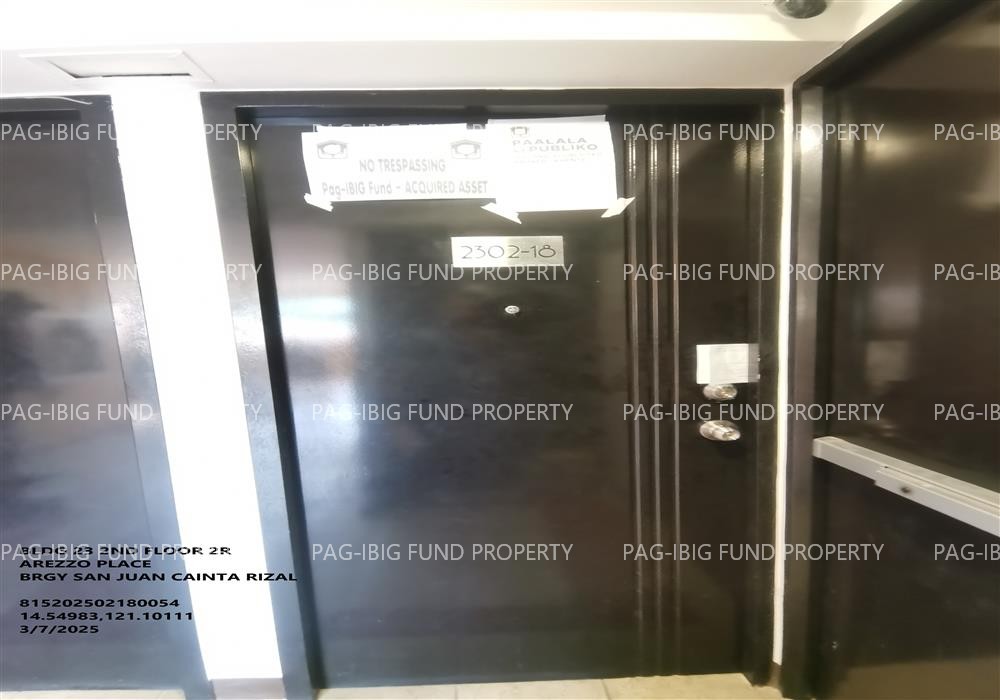 Unit 2-R 2ND Flr. 23 AREZZO PLACE (BLDGS 22 & 23) SAN JUAN, CAINTA, RIZAL, 1900 is available on acquired assets