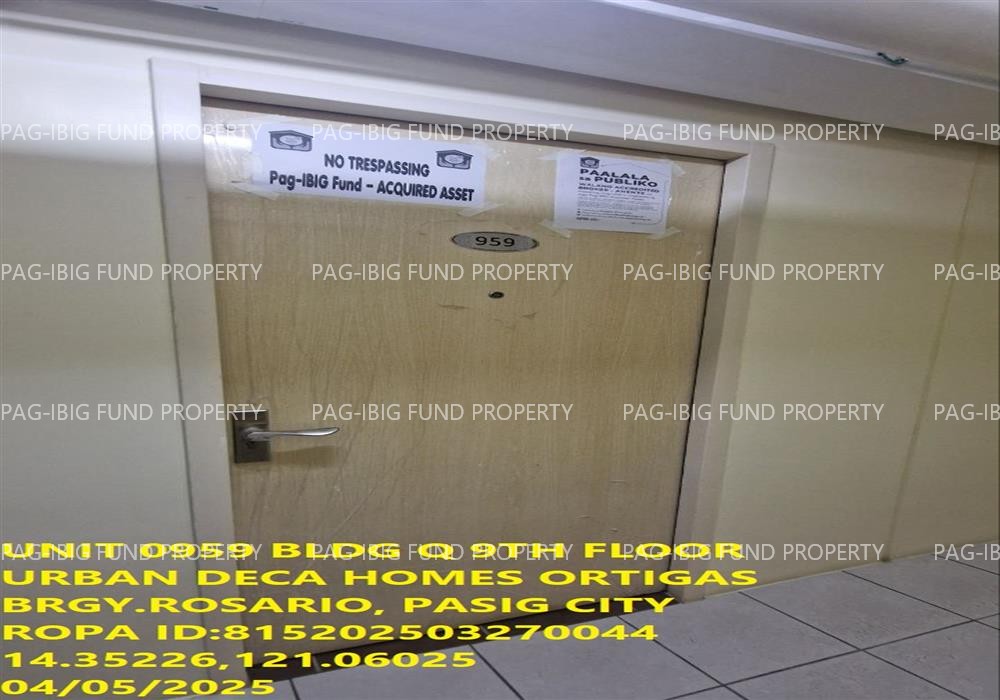 Unit 0959 9TH Flr. Q URBAN DECA HOMES ORTIGAS ROSARIO, PASIG CITY, NCR, SECOND DISTRICT, 1609 is available on acquired assets