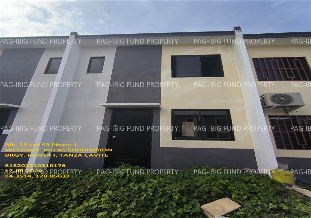 Lot 53 Blk. 25 Phase 1 WESTDALE VILLAS SUBDIVISION PUNTA I, TANZA, CAVITE, 4108 is available on acquired assets