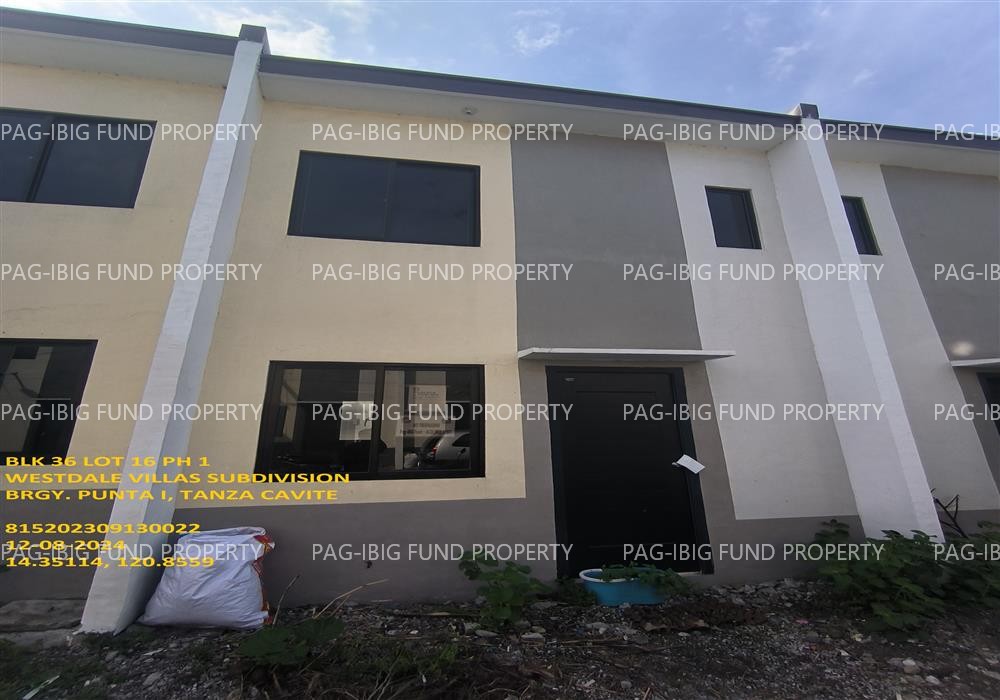 Lot 16 Blk. 36 Phase 1 WESTDALE VILLAS SUBDIVISION PUNTA I, TANZA, CAVITE, 4108 is available on acquired assets