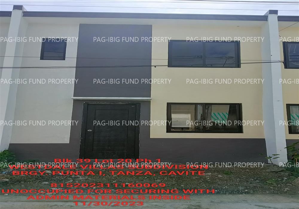 Lot 20 Blk. 39 Phase 1 WESTDALE VILLAS SUBDIVISION PUNTA I, TANZA, CAVITE, 4108 is available on acquired assets