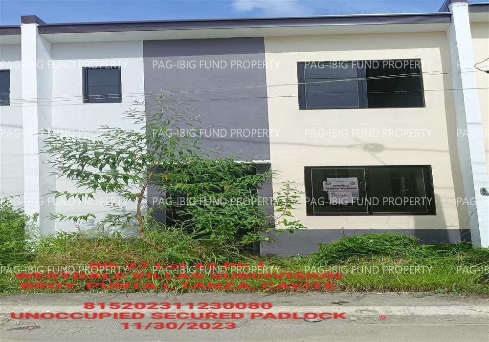 Lot 42 Blk. 27 Phase 1 WESTDALE VILLAS SUBDIVISION PUNTA I, TANZA, CAVITE, 4108 is available on acquired assets