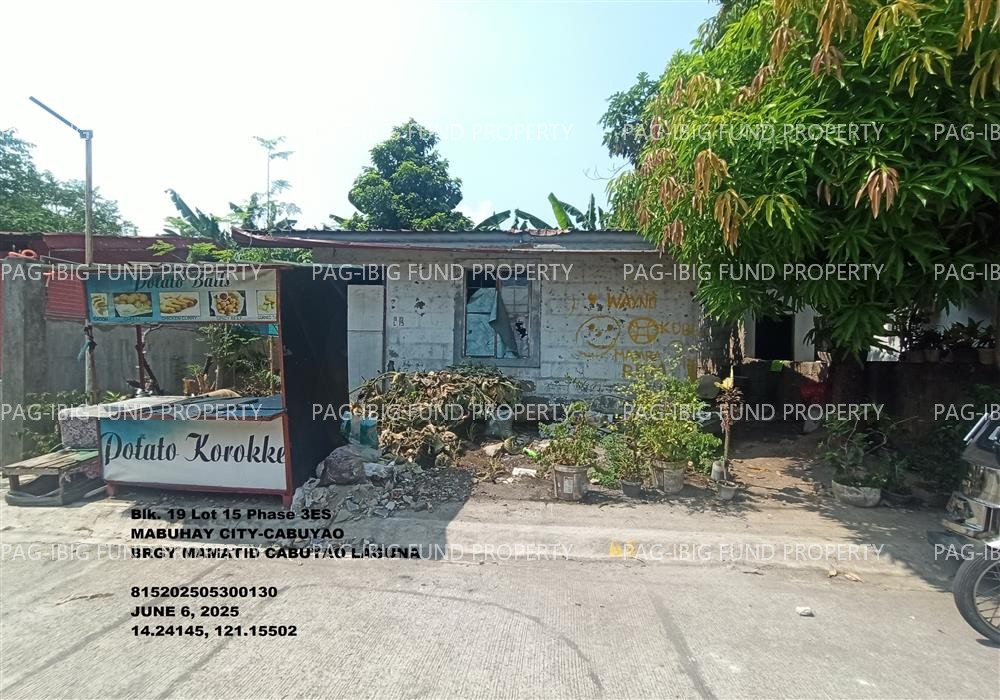 Lot 15 Blk. 19 Phase 3ES MABUHAY CITY-CABUYAO MAMATID, CITY OF CABUYAO, LAGUNA, 4025 is available on acquired assets