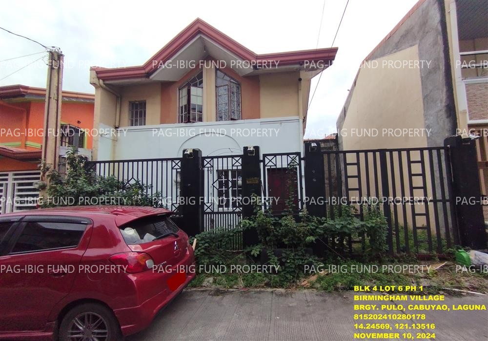 Lot 6 Blk. 4 Phase 1 BIRMINGHAM VILLAGE PULO, CITY OF CABUYAO, LAGUNA, 4025 is available on acquired assets