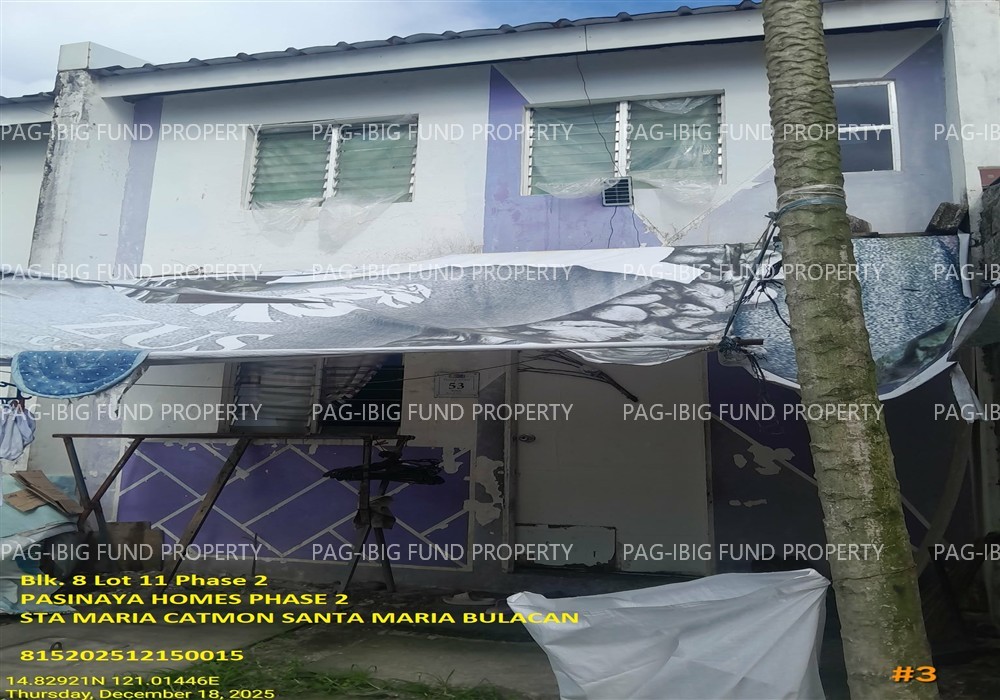 Lot 11 Blk. 8 Phase 2 PASINAYA HOMES - STA MARIA CATMON, SANTA MARIA, BULACAN, 3022 is available on acquired assets